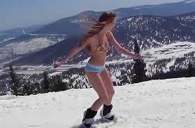 rusas esquiando en bikini record guinness