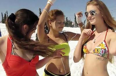 rusas esquiando en bikini record guinness