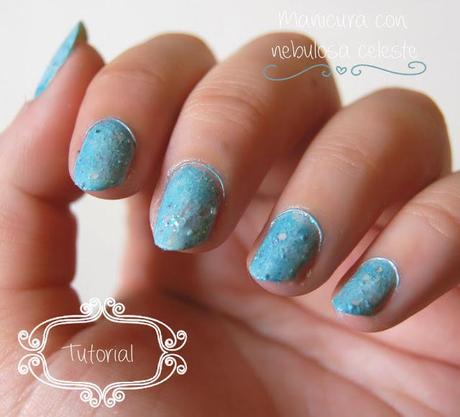 NOTD + TUTORIAL: Uñas con nebulosa celeste.