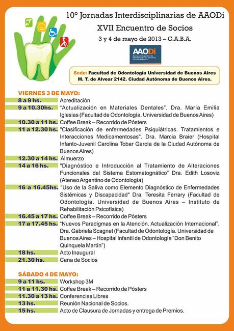 10º Jornadas Interdisciplinarias de AAODI (Asociacion Argentina de Odontología para Personas con Discapacidad)