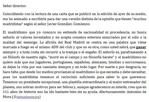 Cartas al director del diario Marca By @antoninomora