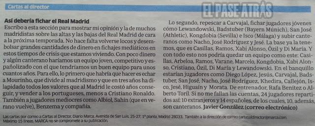 Cartas al director del diario Marca By @antoninomora