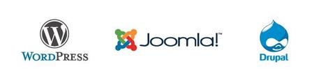 Logotipos de WordPress, Joomla! y Drupal. La lucha por el mejor gestor de contenidos (CMSs) está tan reñida como la lucha por el peor logotipo.