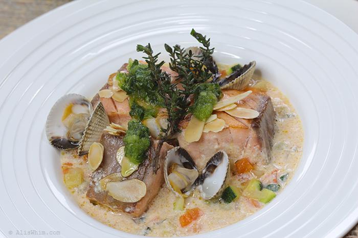 Salmon blanquette with pistou