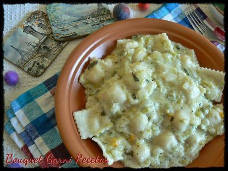 Ravioles a los 4 quesos con Salsa de Puerros
