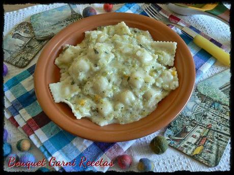 Ravioles a los 4 quesos con Salsa de Puerros