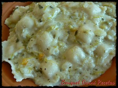 Ravioles a los 4 quesos con Salsa de Puerros