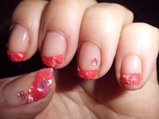 Manicura, francesa rosa con estrellita