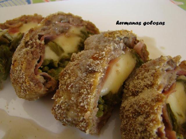 PASTEL DE CARNE RELLENO DE JAMÓN, ESPÁRRAGOS Y QUESO