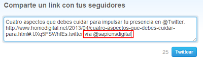 Mensaje compartido en Twitter.