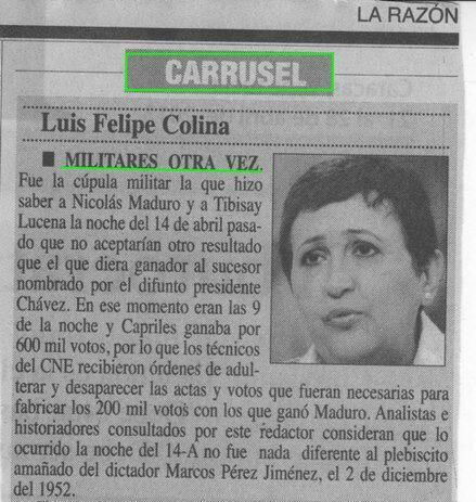 RT EL FRAUDE D @LucenaTibisay Y @NicolasMaduro MÁS QUE LOS MILITARES FUE ORDEN D CUBA! @hcapriles @voluntariadoHCR