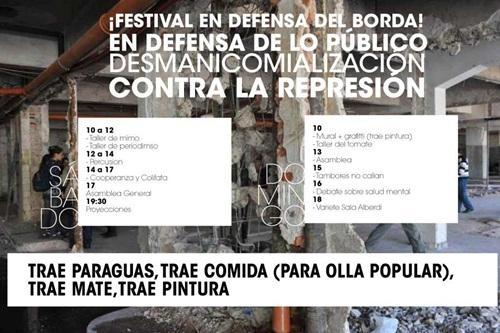 Jornadas artísticas con olla popular por el Hospital Borda