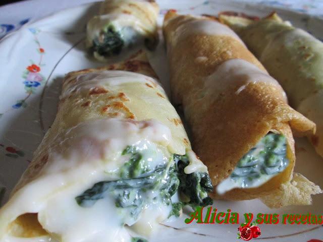 CRÊPES DE ESPINACAS Y CREMA DE QUESO