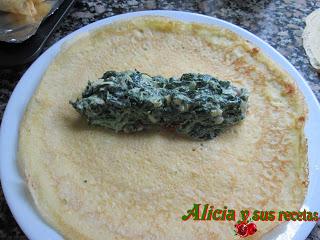 CRÊPES DE ESPINACAS Y CREMA DE QUESO