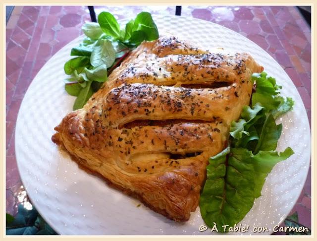 Hojaldre de Merluza con Verduras y Pisto