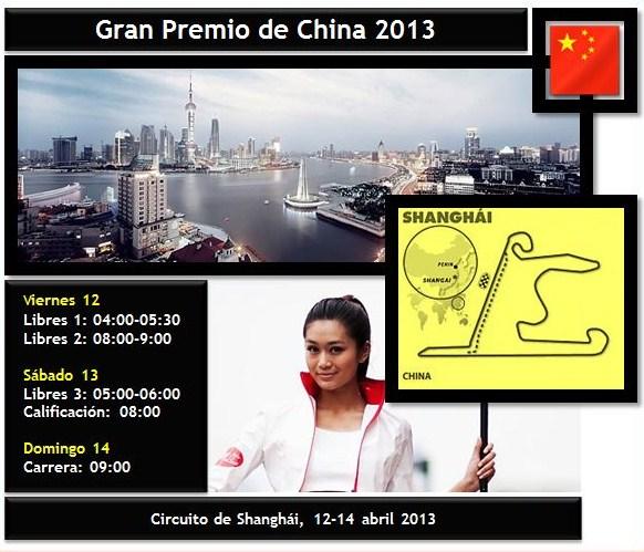 Resultados de los entrenamientos libres, calificación y carrera del GP de China 2013