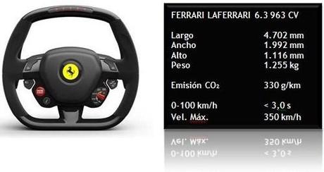 Detalle del volante y datos del automóvil Ferrari LaFerrari