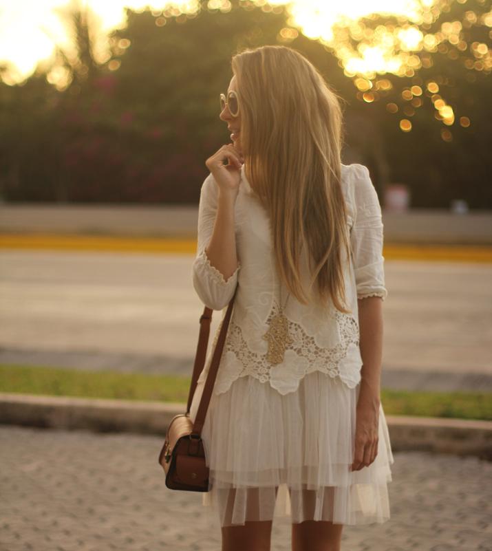 HIPPIE TULLE white boho dress