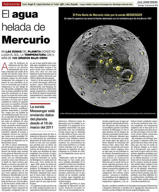 Zoco de Astronomía: El agua helada de Mercurio