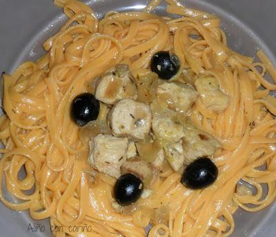 PASTA (TAGLIOLINE ALL´ARANCIA) CON POLLO A LA NARANJA