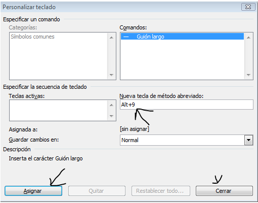 Como poner el guión largo en word