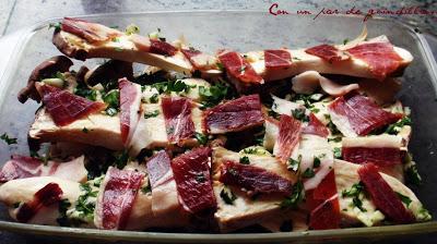 Boletus con jamón al horno