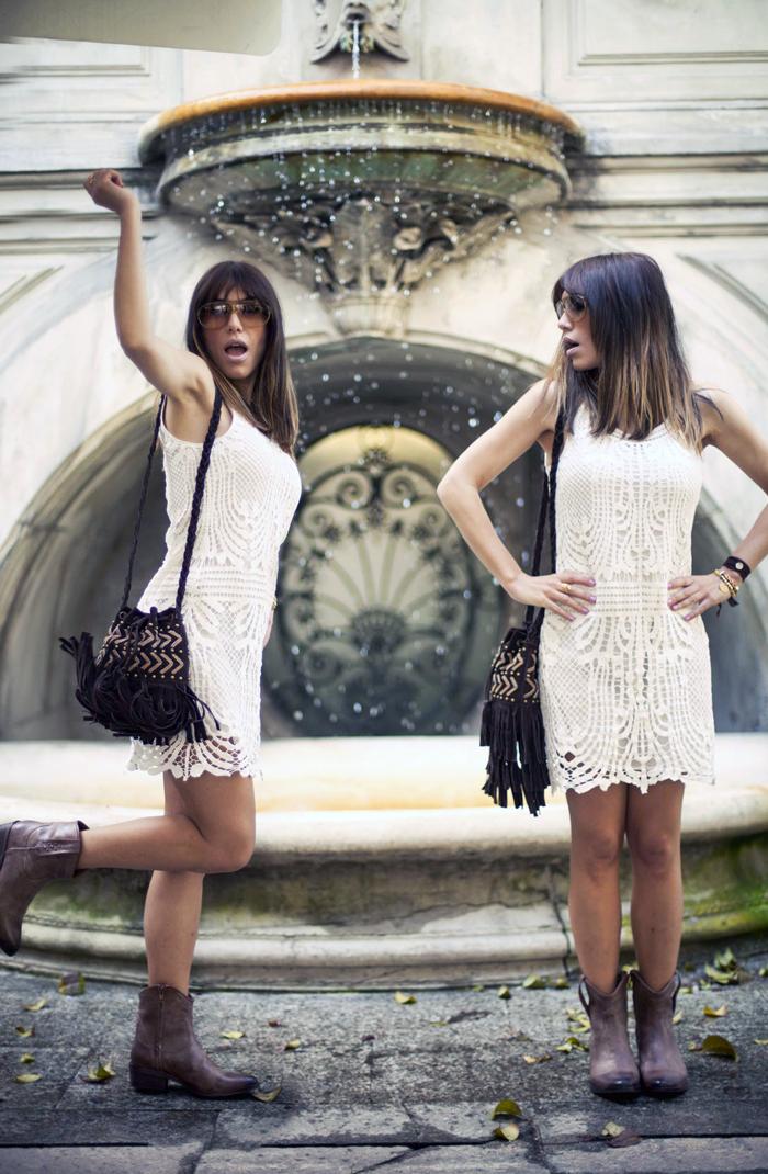 white crochet dress