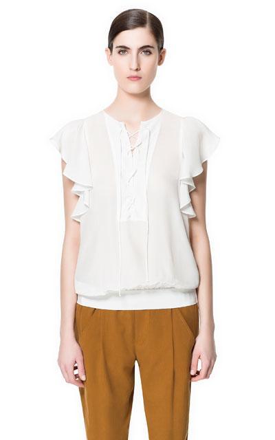 Trucos - MODA Jeans y Camisas! TOP VOLANTE CORDONES