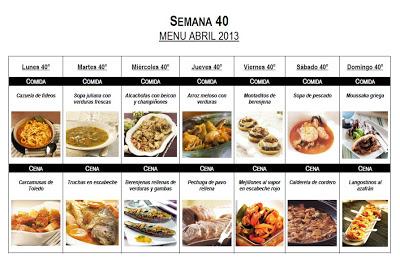 SEMANA 40. Menú mensual Abril 2013