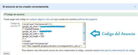 Código de nuestro Anuncio Creado Código de nuestro Anuncio Creado