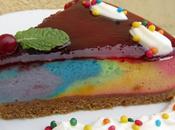 Tarta queso arco iris