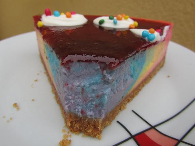 Tarta de queso arco iris