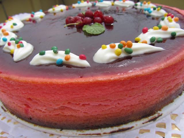 Tarta de queso arco iris