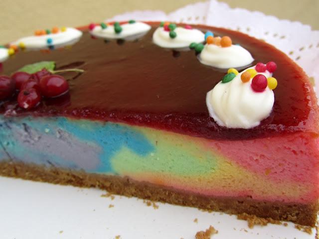 Tarta de queso arco iris
