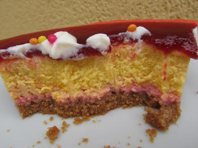 Tarta de queso arco iris