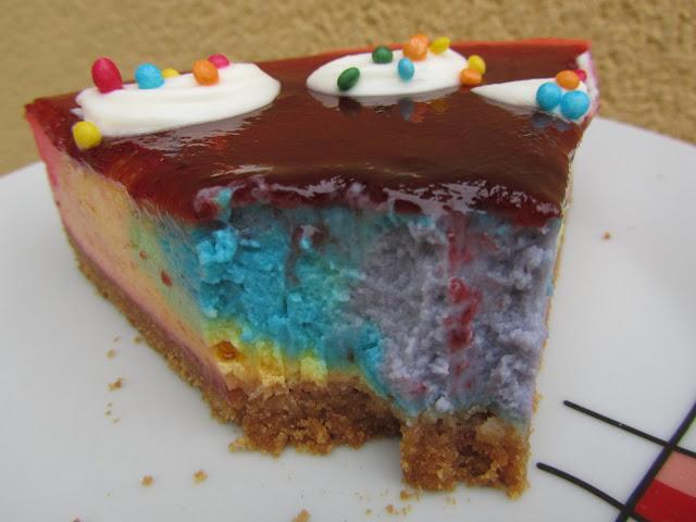 Tarta de queso arco iris