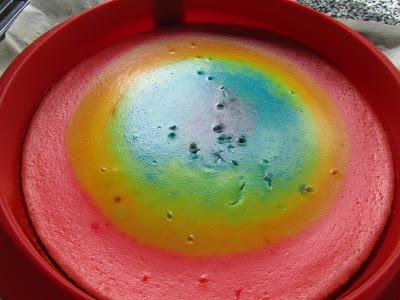 Tarta de queso arco iris