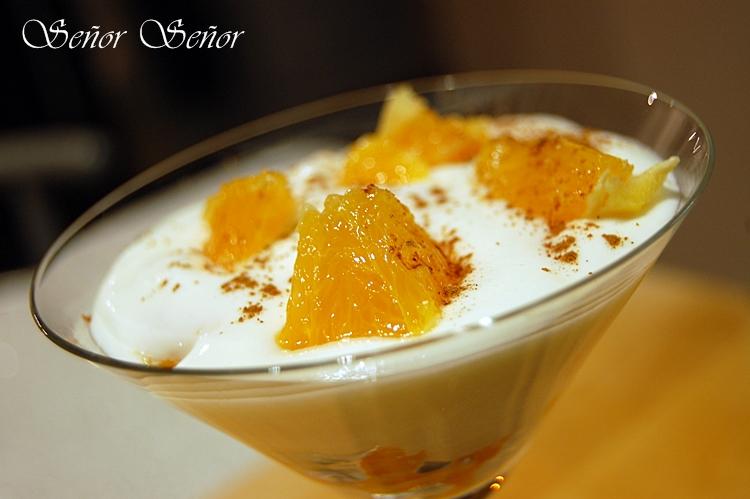 Crema de queso con naranja y canela. Un postre genial