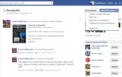 administrar lista en facebook