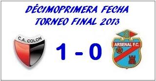Colón:1 - Arsenal:0 (Fecha 11°)