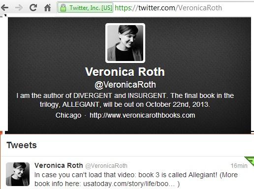 El nombre del tercer libro de la saga es: Allegiant El nombre del tercer libro de la saga es: Allegiant