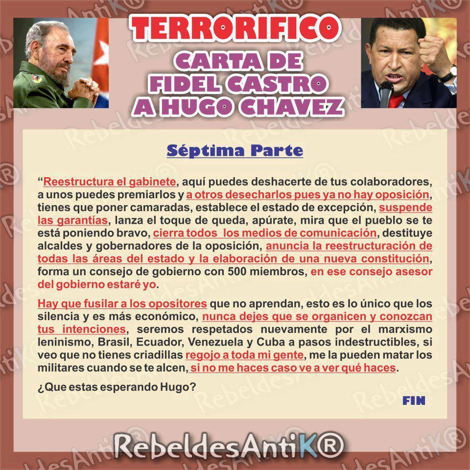 CONSEJOS DE FIDEL A CHAVEZ