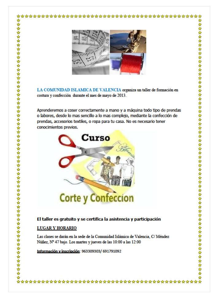 La Comunidad Islámica de Valencia organiza un taller de formación en costura y confección 
