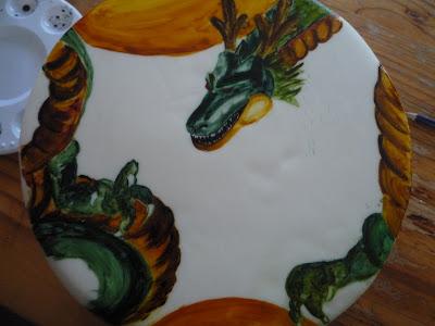Tarta pintada con el dragon de Dragon Ball Z