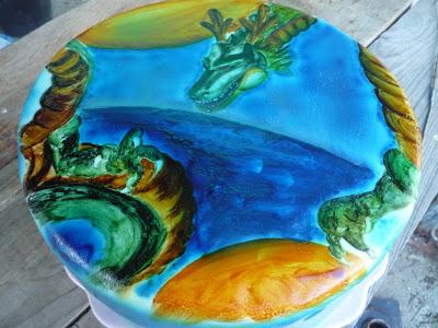 Tarta pintada con el dragon de Dragon Ball Z