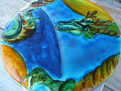 Tarta pintada con el dragon de Dragon Ball Z