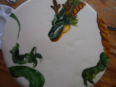 Tarta pintada con el dragon de Dragon Ball Z