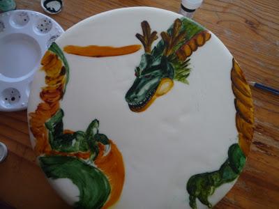Tarta pintada con el dragon de Dragon Ball Z
