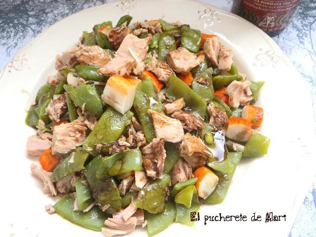 ENSALADA TEMPLADA DE JUDIAS VERDES, ATUN Y VINAGRE BALSAMICO