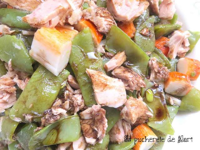 ENSALADA TEMPLADA DE JUDIAS VERDES, ATUN Y VINAGRE BALSAMICO